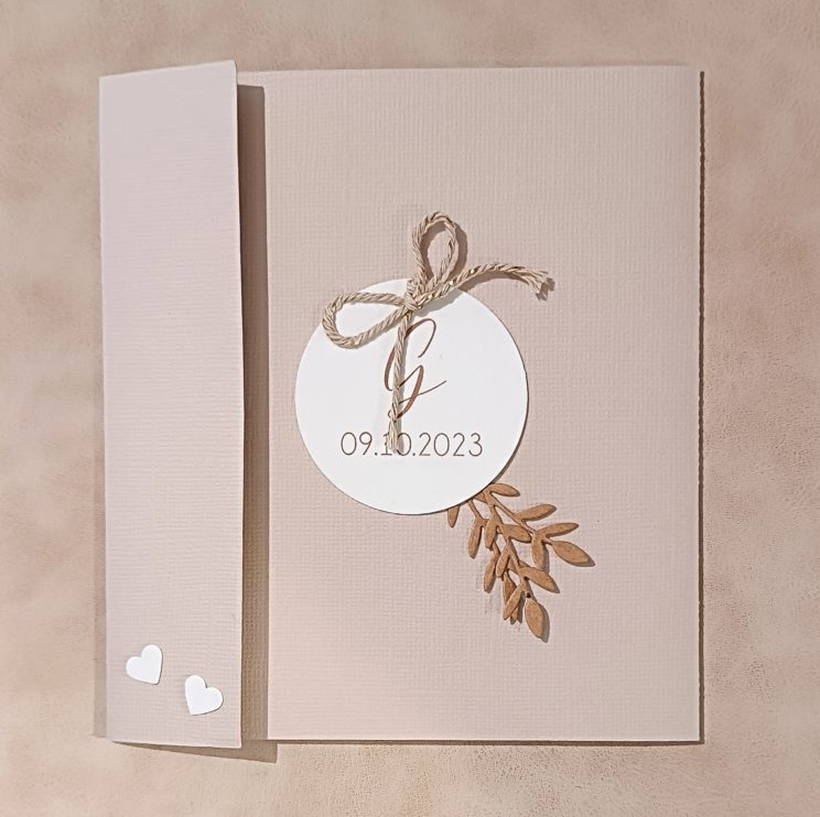 faire part tryptique feuille et coeur